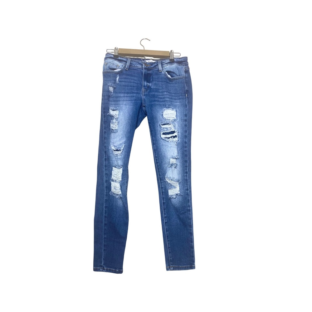 KanCan Signature Distressed Skinny Jeans Medium Wash Ripped Denim Size 28
